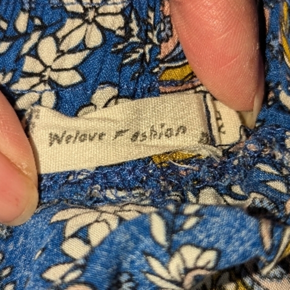 Navy Blue Wide Leg Pants with Vibrant Floral Print - Picture 3 of 3